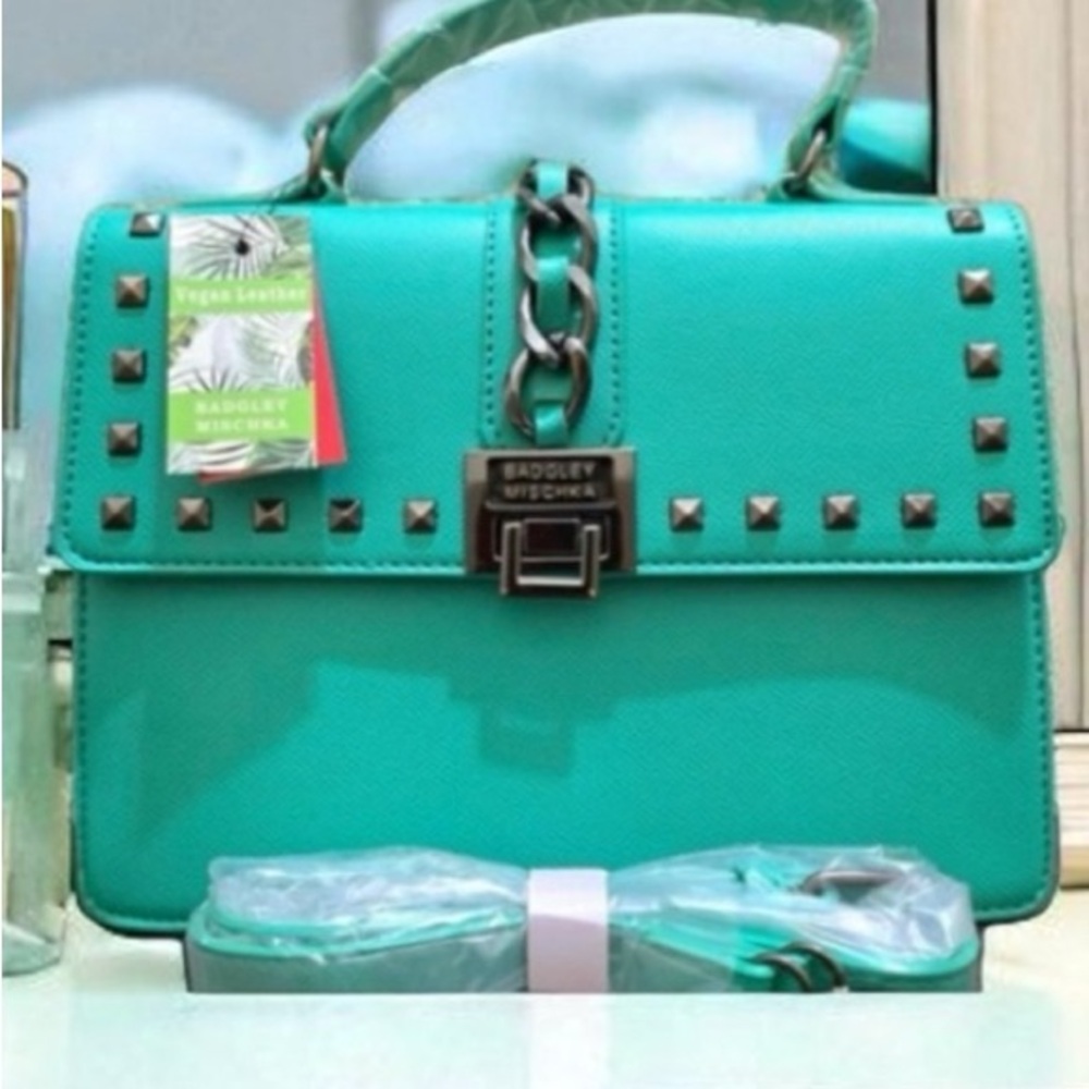 Badgley Mischka Teal Satchel with crossbody strap ! NWT retail 159